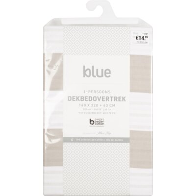 pdp-image-Blue Dekbedovertrek 1 persoon streep taupe