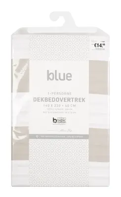 pdp-image-Blue Dekbedovertrek 1 persoon streep taupe