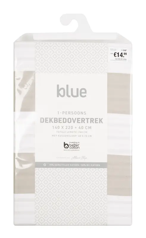 Dekbedovertrek 1 persoon streep taupe
