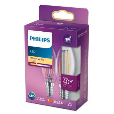 pdp-image-Philips Led kaarslamp transparant 40watt