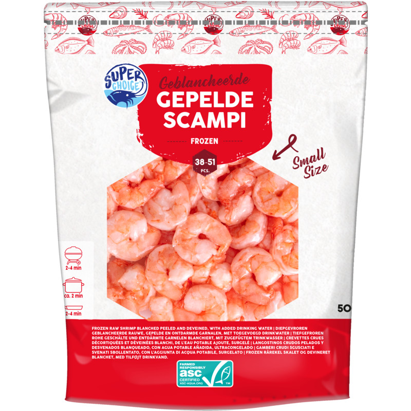 Een afbeelding van Super Choice Garnalen S geblancheerd gepeld bel