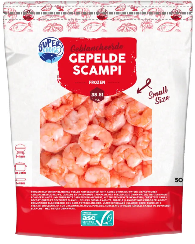 Super Choice Scampi S geblancheerd gepeld bel.
