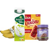 Een afbeelding van Ontbijt met bananen, yoghurt & crackers