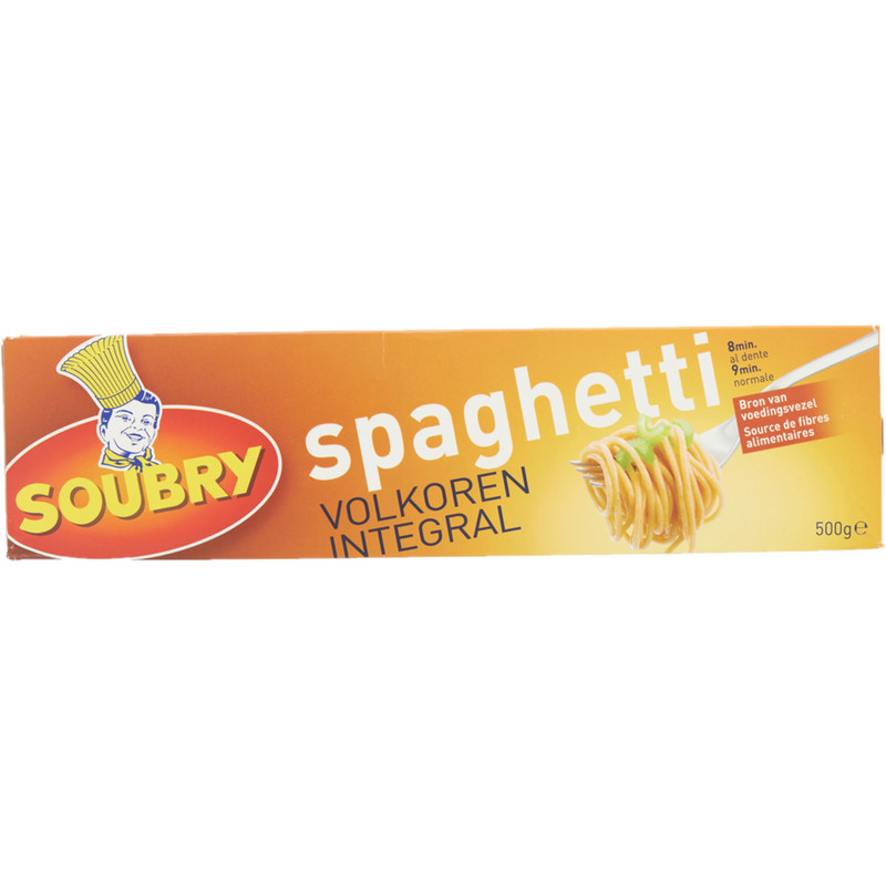 Een afbeelding van Soubry volkoren spaghetti 500 gram BEL