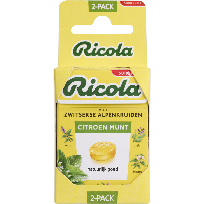Een afbeelding van Ricola Lemon mint kruidenpastilles suikervrij