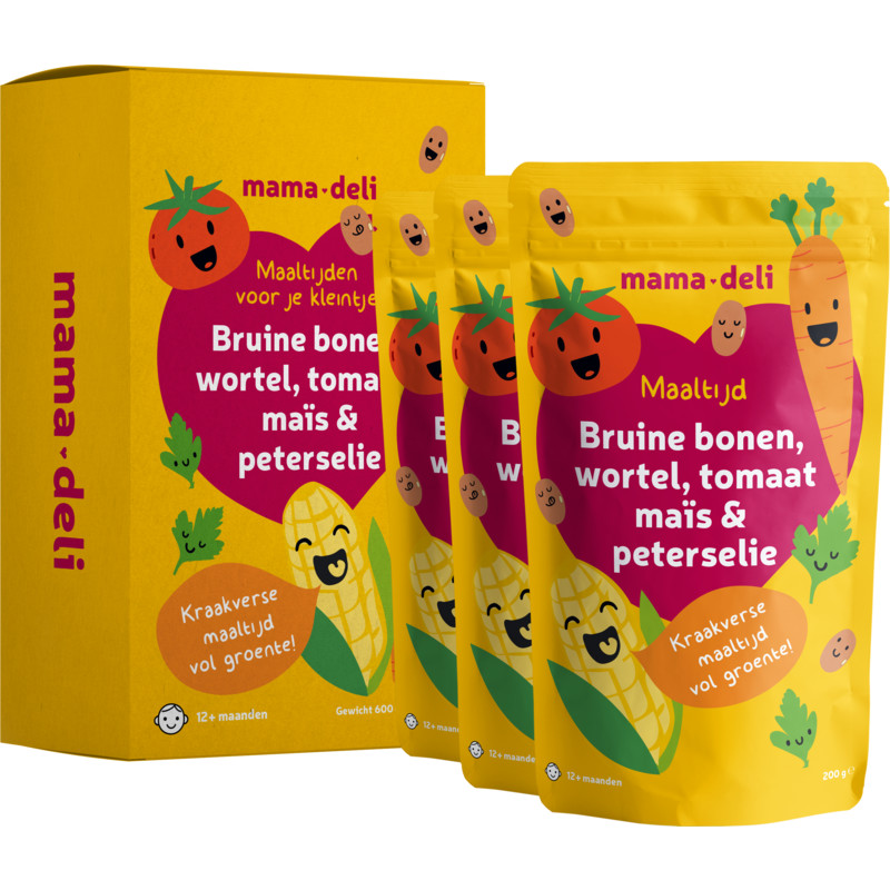 Een afbeelding van Mama deli Maaltijd bruine bonen, wortel, tomaat