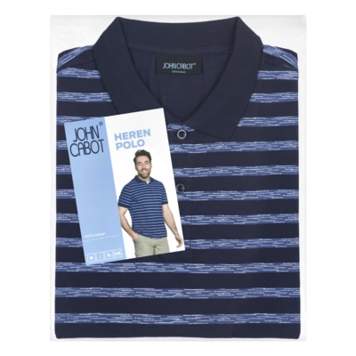 pdp-image-John Cabot Heren polo blauw streep M