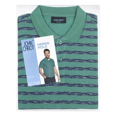 pdp-image-John Cabot Heren polo groen streep XL