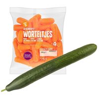 Een afbeelding van AH komkommer en wortel pakket