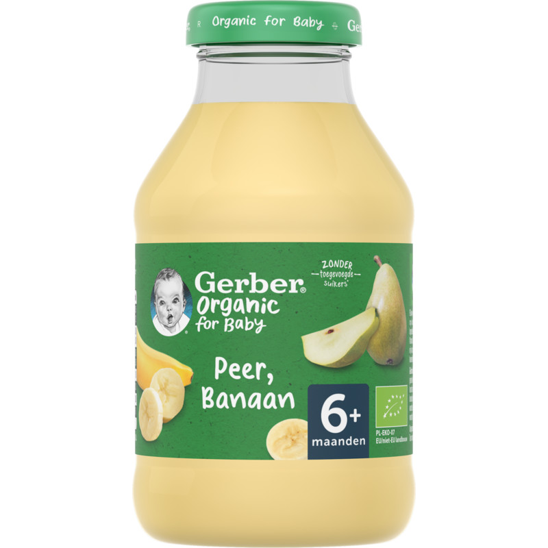 Een afbeelding van Gerber Organic Peer banaan sap