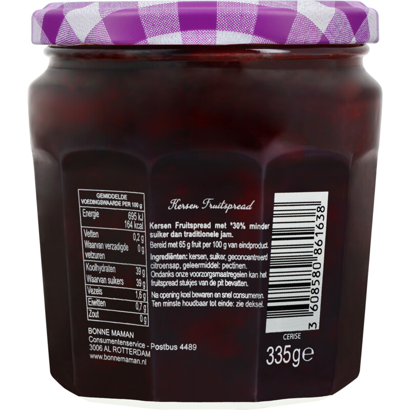 Een afbeelding van Bonne Maman Kersen meer fruit minder suiker