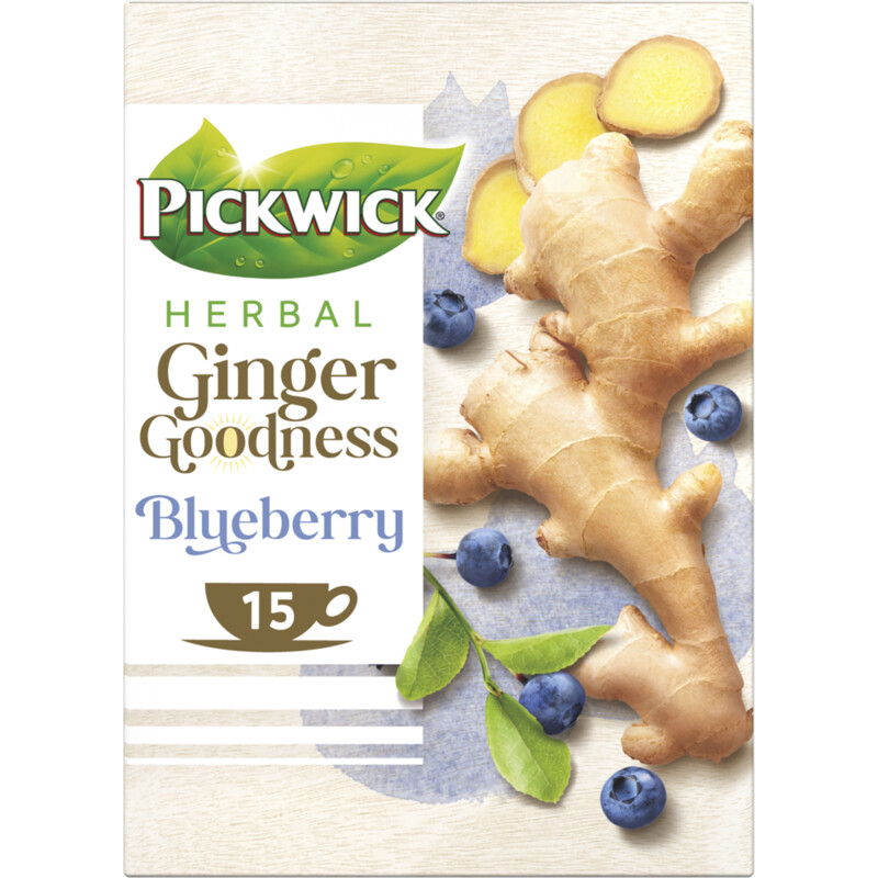 Een afbeelding van Pickwick Ginger goodness blueberry kruidenthee