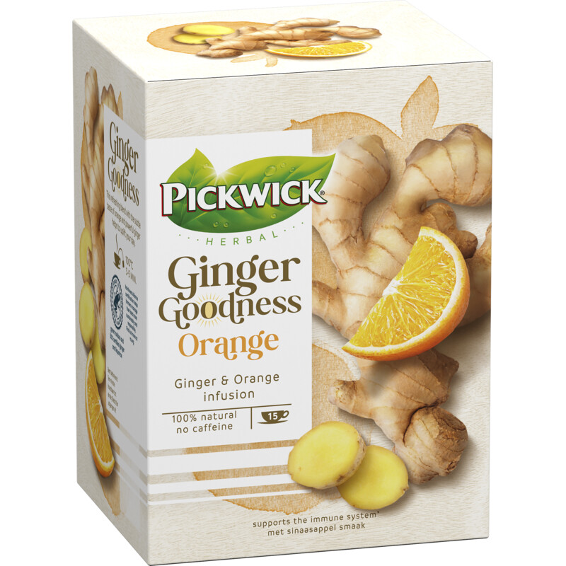 Een afbeelding van Pickwick Herbal ginger goodness orange