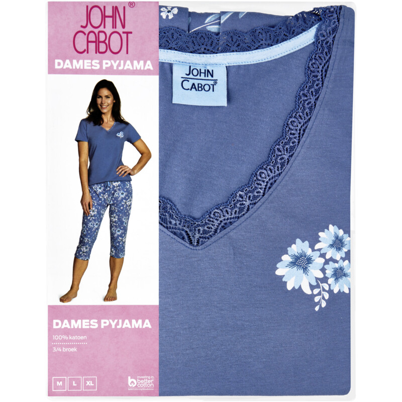 Een afbeelding van John Cabot Dames shortama licht blauw L
