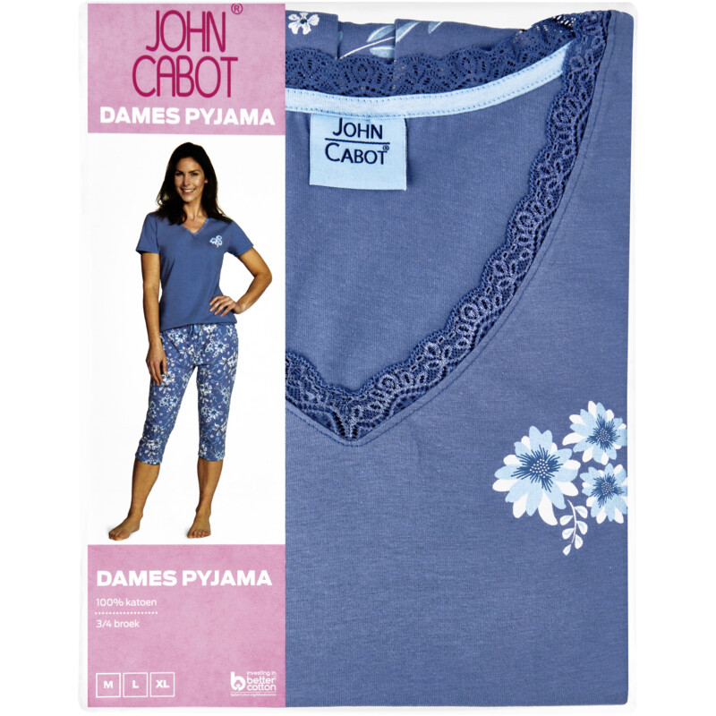 Een afbeelding van John Cabot Dames shortama licht blauw XL