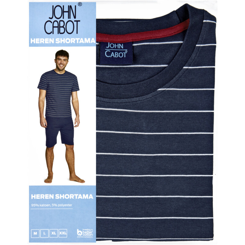 Een afbeelding van John Cabot Heren shortama streep XXL