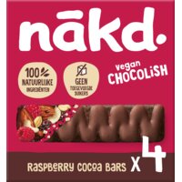 Een afbeelding van Nakd. Vegan chocolish raspberry cocao bars