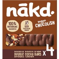 Een afbeelding van Nakd. Vegan chocolish double cocao bars