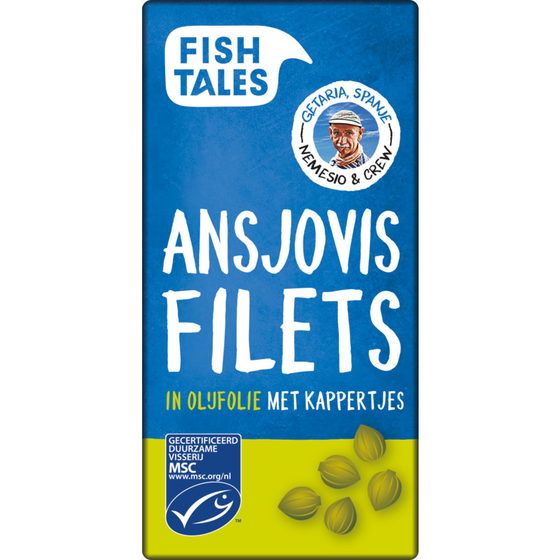 Een afbeelding van Fish Tales Ansjovisfilet in oo met kappertjes