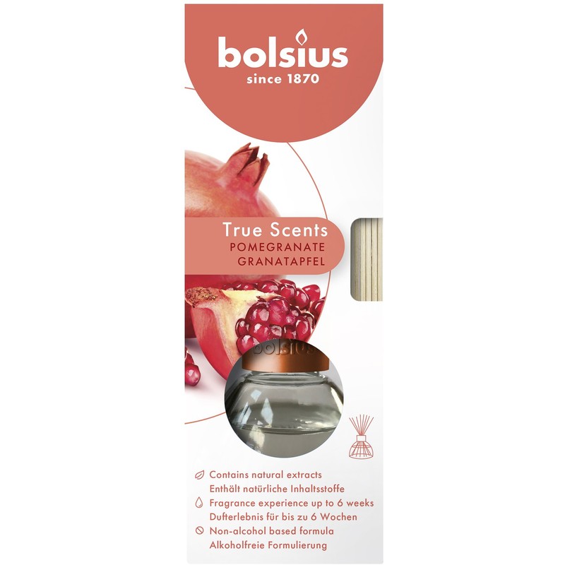 Een afbeelding van Bolsius True scents geurstokjes granaatappel