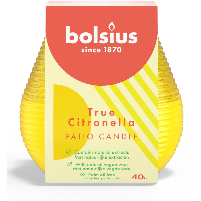 Een afbeelding van Bolsius True citronella patio candle geel