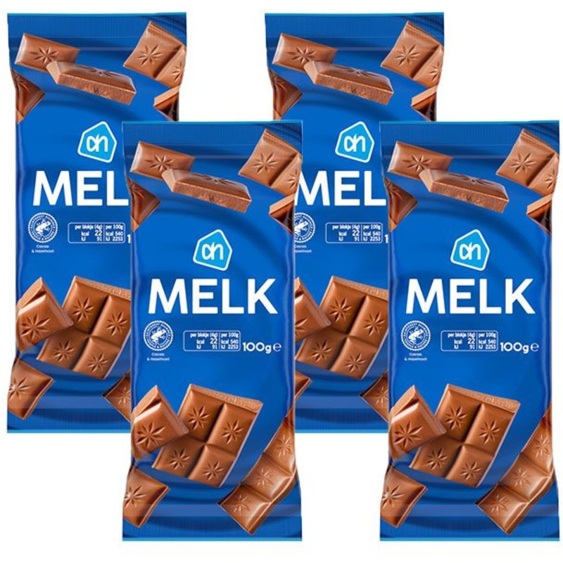 Een afbeelding van AH tablet melk chocolade 4-pack