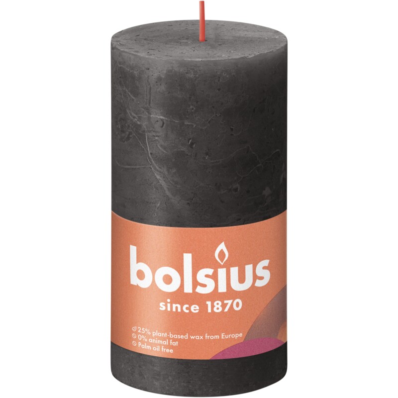 Een afbeelding van Bolsius Rustieke kaars antraciet 13cm