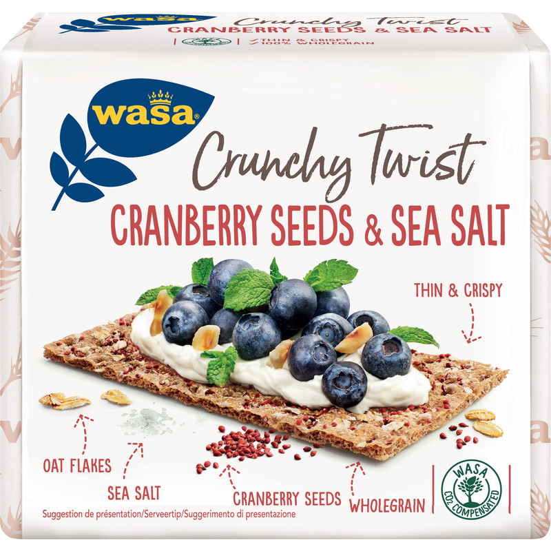 Een afbeelding van Wasa Crunchy twist cranberry seeds & sea salt