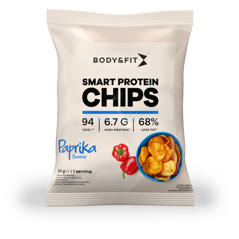 Een afbeelding van Body & Fit Smart protein chips paprika flavour