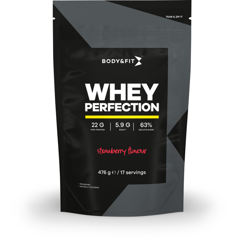 Een afbeelding van Body & Fit Whey perfection strawberry flavour