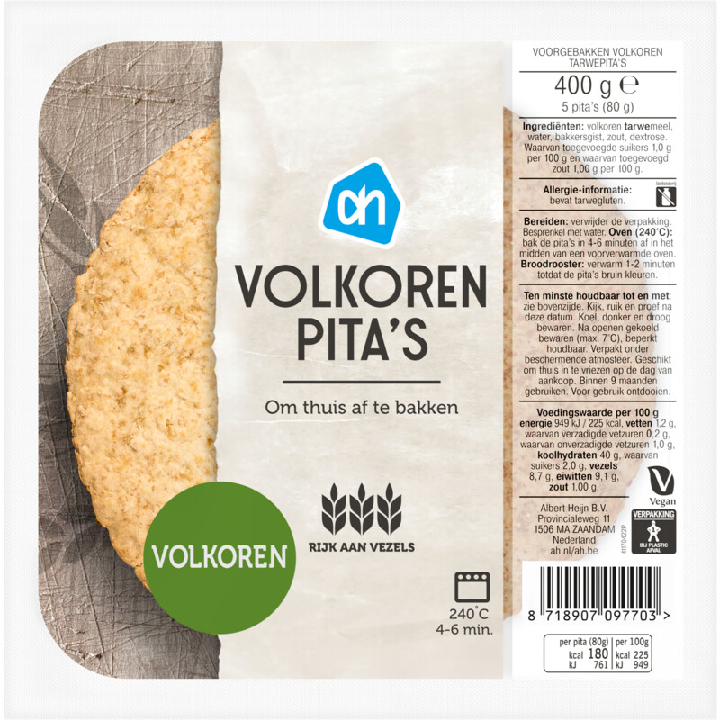 Een afbeelding van AH Volkoren pita's