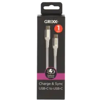 Grixx USB-C to USB-C white 1 meter