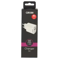 Grixx Charger USB-C en USB-A white
