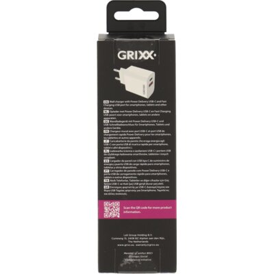pdp-image-Grixx Charger USB-C en USB-A white