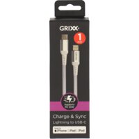Een afbeelding van Grixx Lightning to USB-C white 1 meter