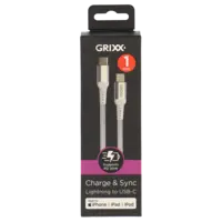 Grixx Lightning to USB-C white 1 meter