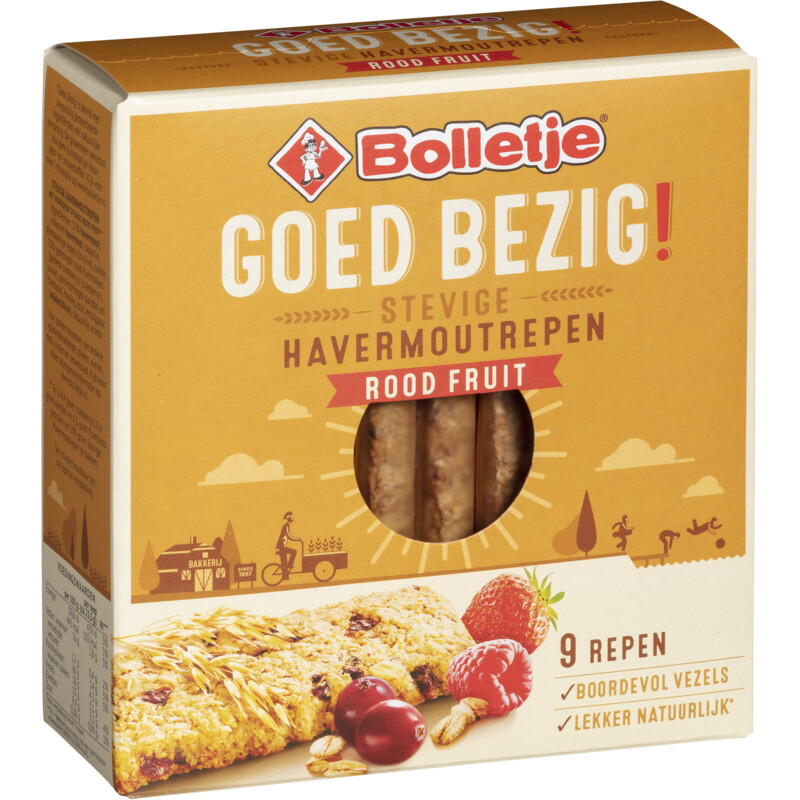 Een afbeelding van Bolletje Goed bezig havermoutrepen rood fruit
