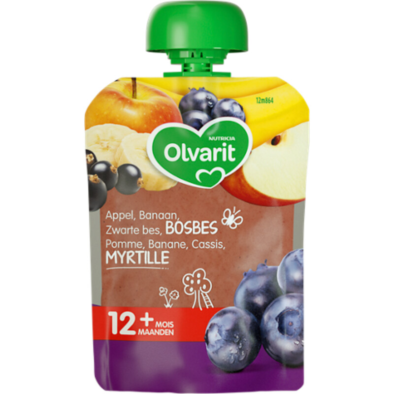 Een afbeelding van Olvarit Knijpzakje appel banaan bosbes 12m+