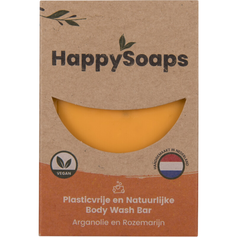 Een afbeelding van HappySoaps Happy body bar arganolie en rozemarijn
