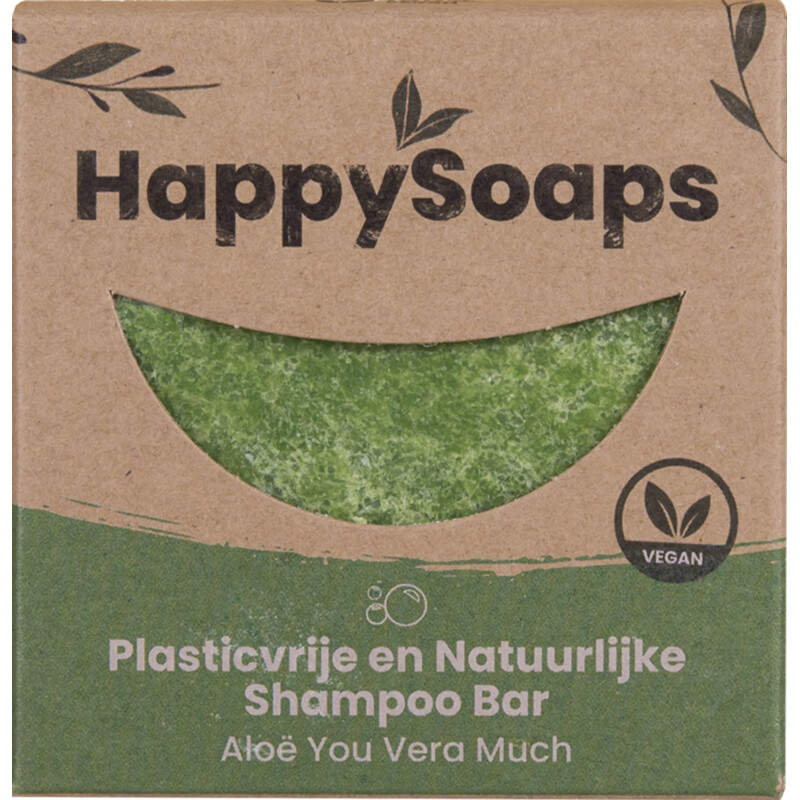Een afbeelding van HappySoaps Shampoo bar aloë you vera much
