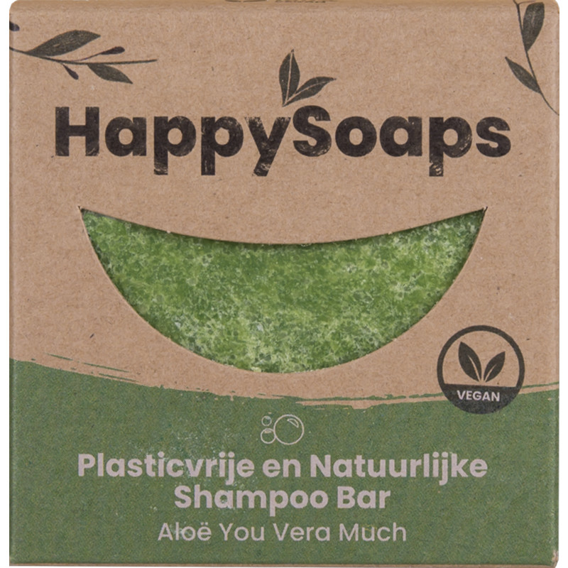 Een afbeelding van HappySoaps Shampoo bar aloë you vera much