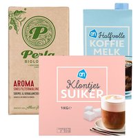 Een afbeelding van Perla Biologisch koffie en suiker en melk pakket