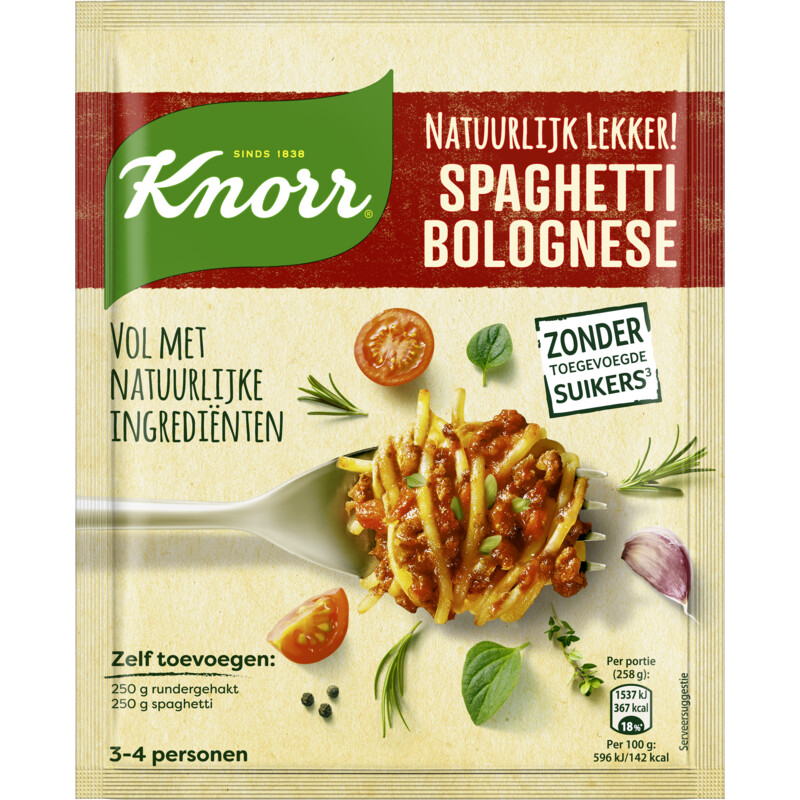 Knorr Natuurlijk lekker spaghetti bolognese reserveren Albert Heijn