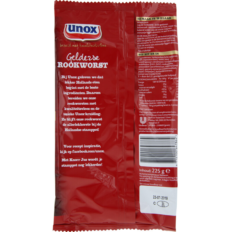 Een afbeelding van Unox Gelderse Rookworst