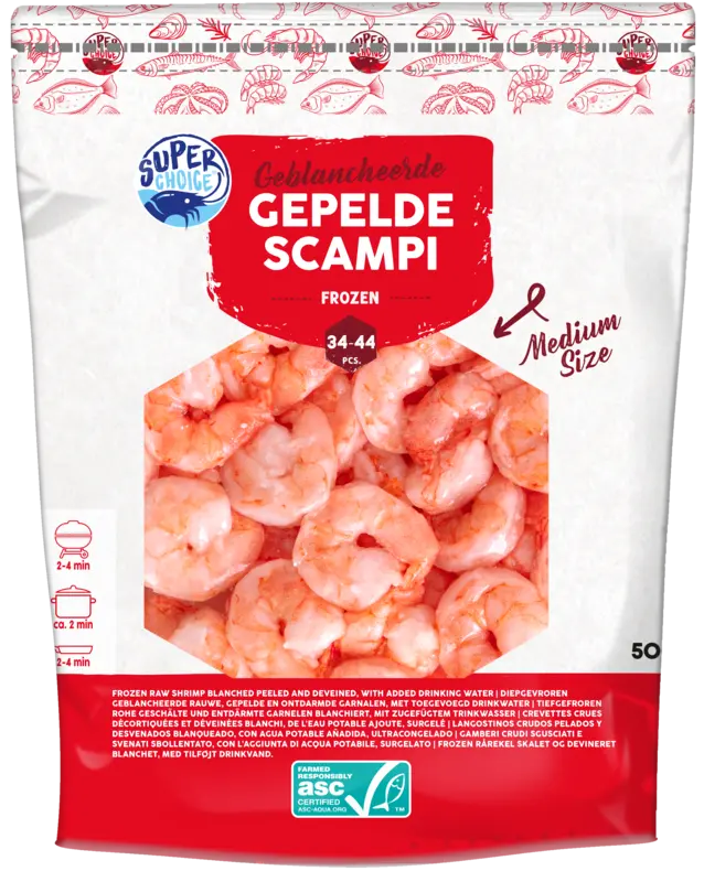 Super Choice Scampi M geblancheerd gepeld bel