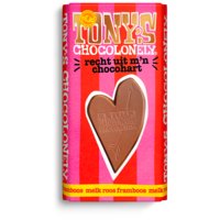 Een afbeelding van Tony's Chocolonely kado chocolade reep framboos