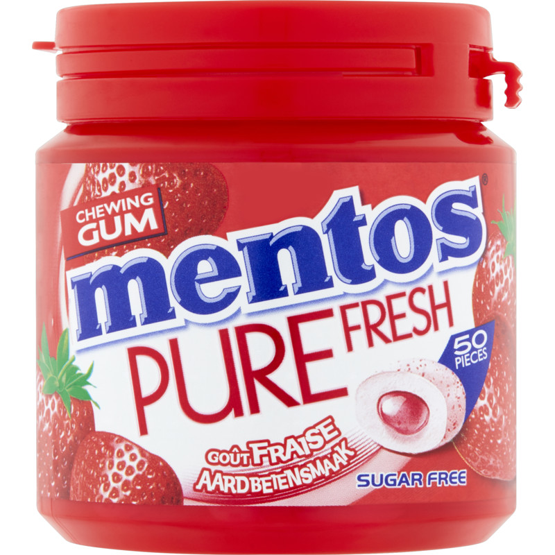 Een afbeelding van Mentos Gum Pure fresh strawberry gum sugarfree