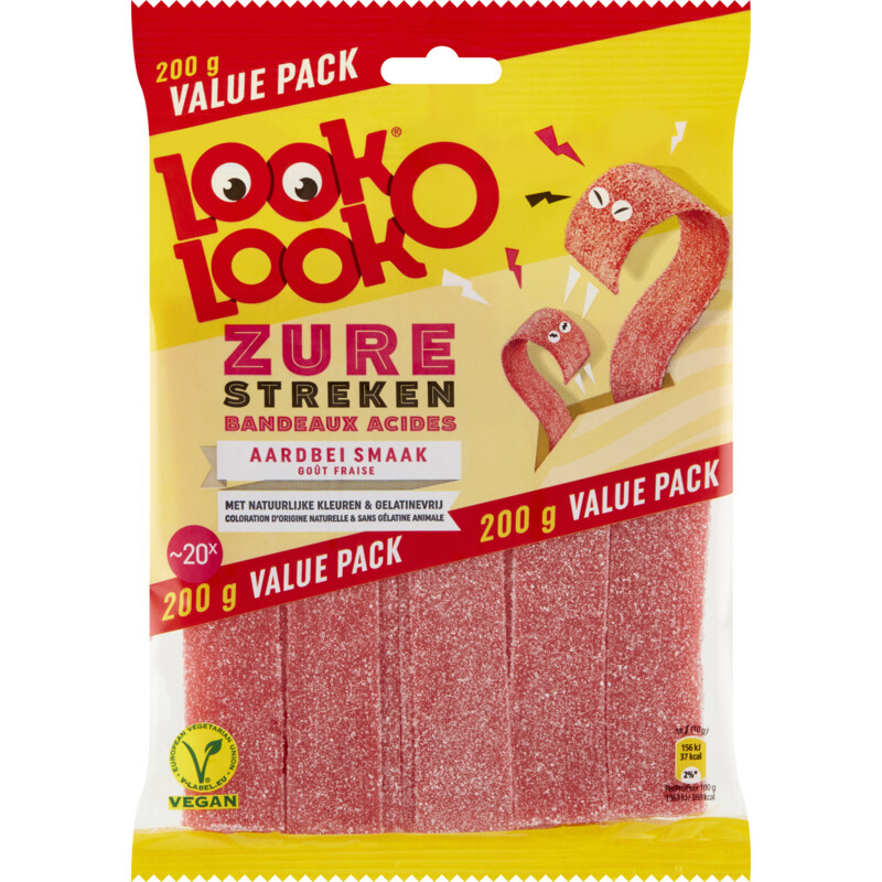 Een afbeelding van Look-O-Look Zure streken aardbei smaak value pack