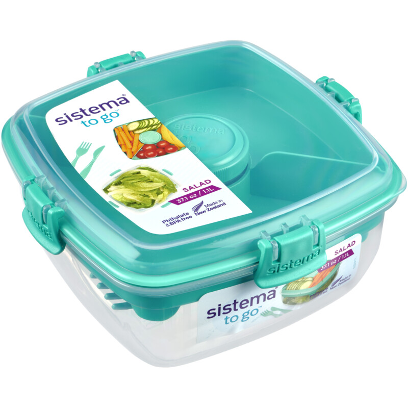 Een afbeelding van Sistema Slakom met dressingpotje en bestek