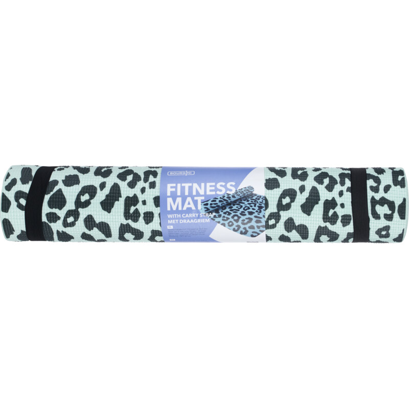 Een afbeelding van Bourgini Fitness mat print mint donkerblauw